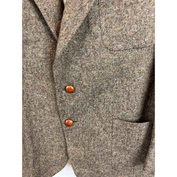 STAFFORD brown suede elbow patch 100% wool tweed mens jacket blazer 42R NWOT - Picture 3 of 14